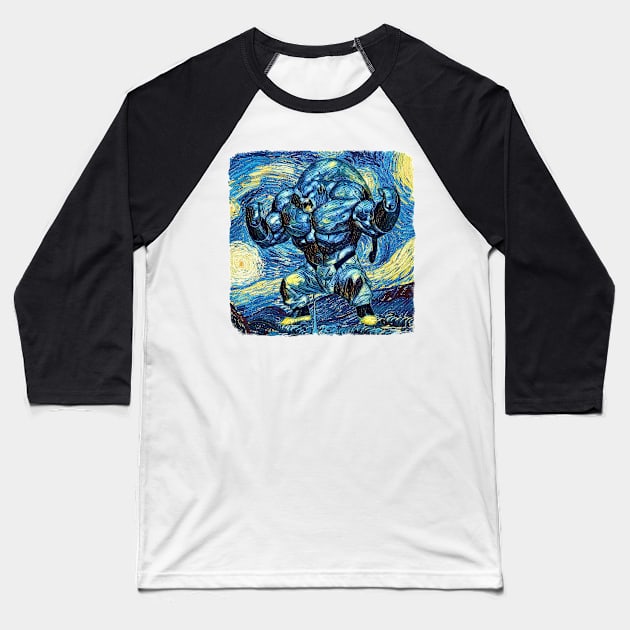 Majin Buu Van Gogh Style Baseball T-Shirt by todos